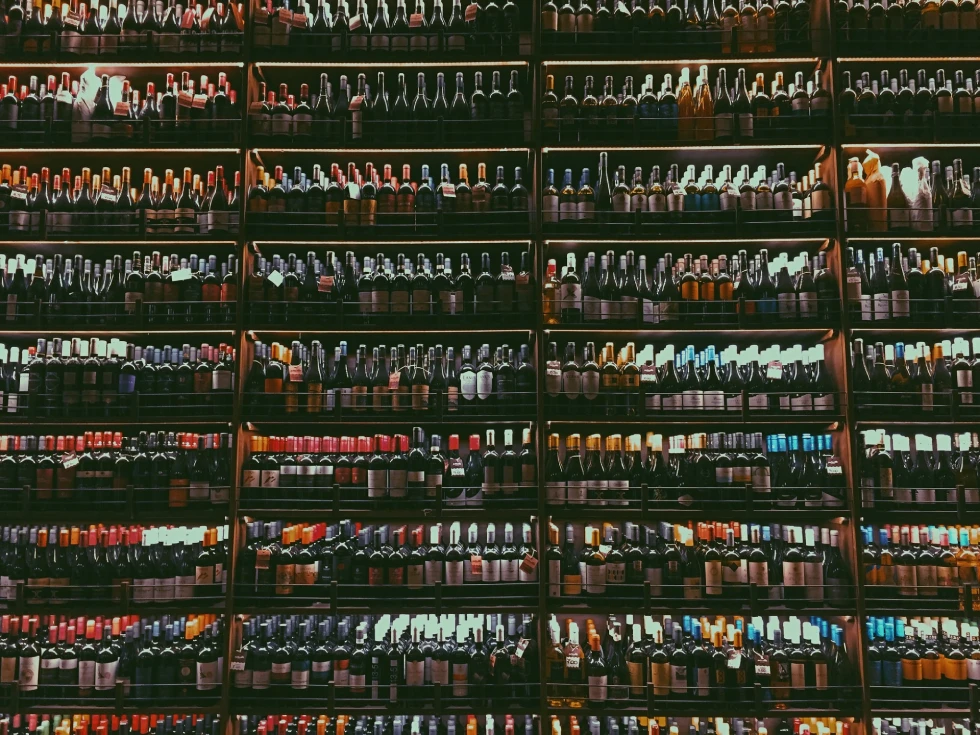 wall of wine