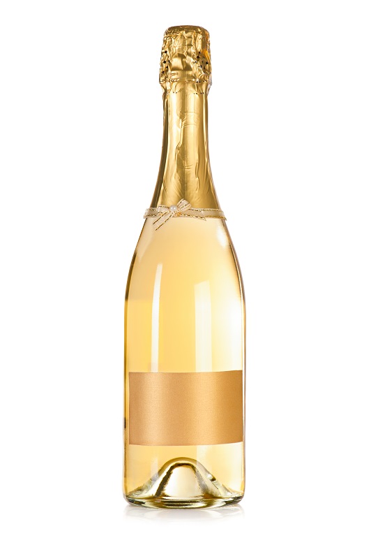 champagne bottle with empty label